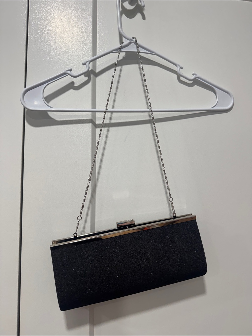 Black Evening Clutch Bag with Chain Strap
